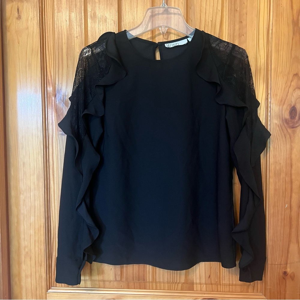 Wish Black Lace Ruffle Blouse